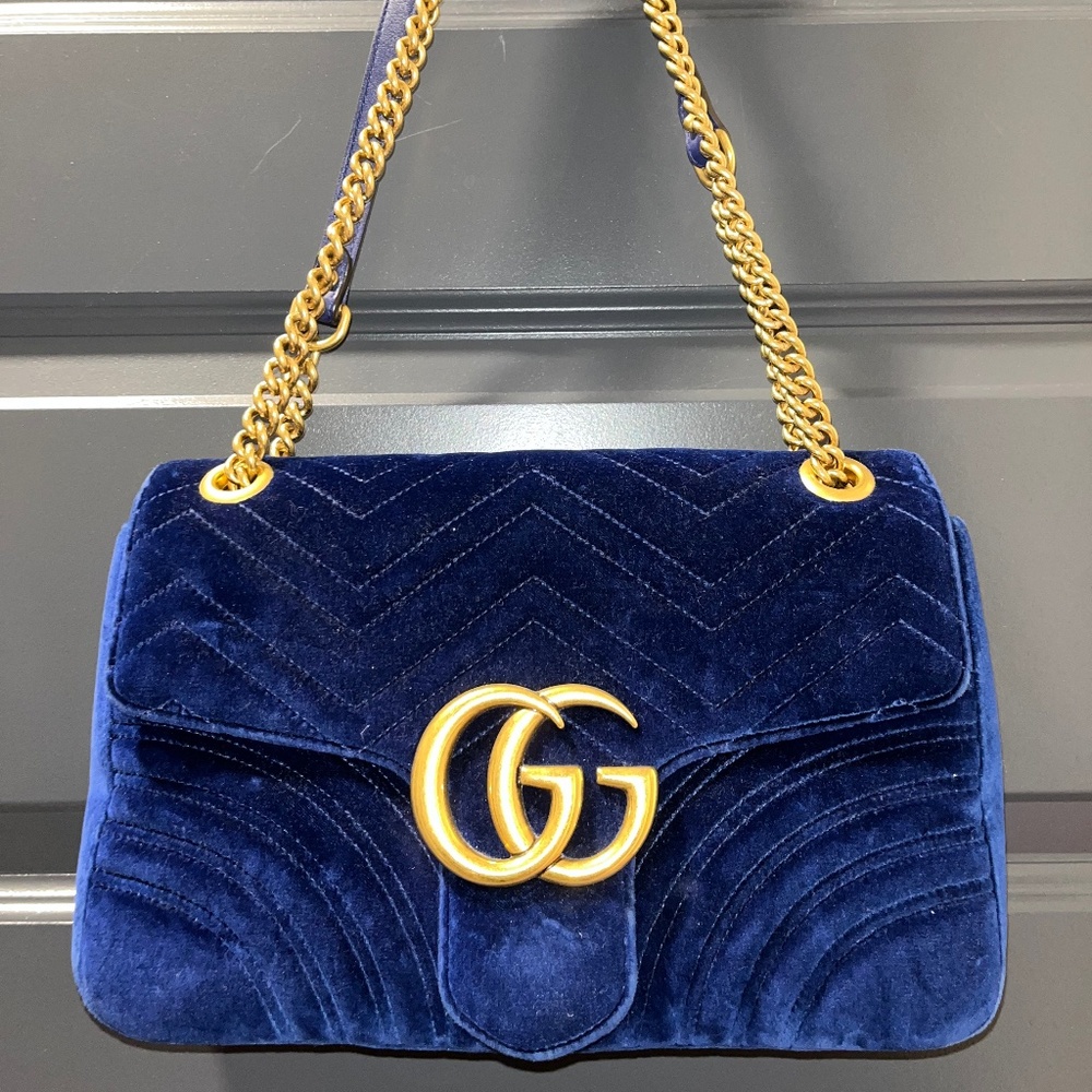 Gucci Medium GG Marmont 2.0 Matelasse Velvet Shoulder Bag